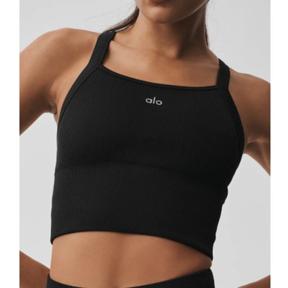 Alo Yoga Black Seamless Ribbed Favorite Bra Tank Size XS - Picture 8 of 9